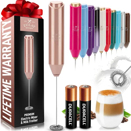 Miniatura 36 de Zulay Kitchen Espumador de leche de mano a pilas - Mezclador eléctrico de bebidas para café, lattes, capuchinos, matcha y chocolate caliente