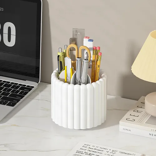 Miniatura 3 de Anyoifax Organizador de brochas de maquillaje giratorio 360 grados con 7 ranuras, organizador de brochas de maquillaje extraíble, soporte giratorio