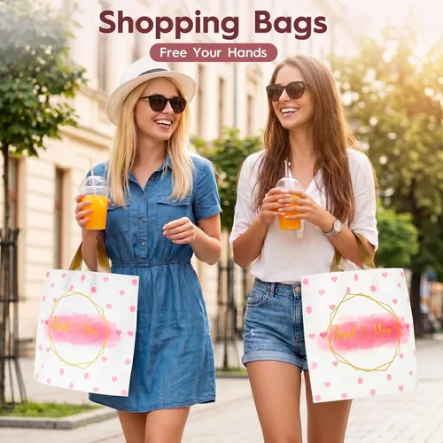Miniatura 2 de WAKAKO Paquete de 60 bolsas de plástico con asas, 12 x 15 pulgadas, bolsas de regalo para mercancías minoristas para pequeñas empresas y boutiques