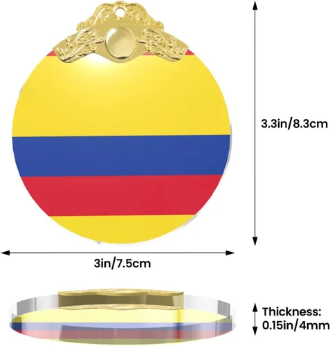 Miniatura 4 de Bandera de Colombia imprimir cristal redondo adorno de Navidad, colgante de cristal, decoración del árbol de Navidad o regalo