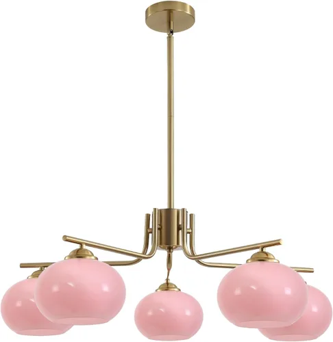 Miniatura 14 de KCO Lámpara de araña vintage de cristal verde con 3 luces de globo Sputnik, moderna lámpara de oro cepillado de mediados de siglo con montaje