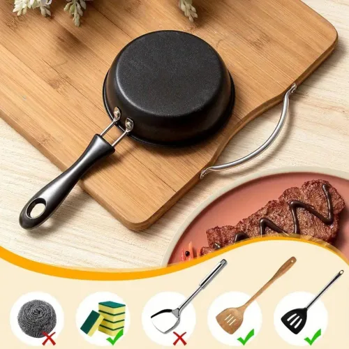Miniatura 5 de Sartén con un huevo, mini sartén de inducción, sartén pequeña negra, olla antiadherente resistente al calor, sartén portátil para estufa