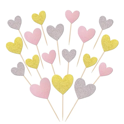 Miniatura 10 de 30 piezas de decoración para cupcakes con diseño de corazón con purpurina para cupcakes, despedida de soltera, boda, compromiso, decoración de Negro