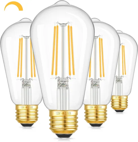 Kondras - Bombillas LED regulables con diseño vintage, 4 W equivalentes a 40 W, bombillas de filamento LED ST58 con diseño antiguo, bombillas LED de