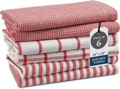 Miniatura 58 de LANE LINEN Juego de 6 paños de cocina de algodón para secar platos, 18 x 28 pulgadas, absorbentes, de secado rápido, color beige 07: Amarillo