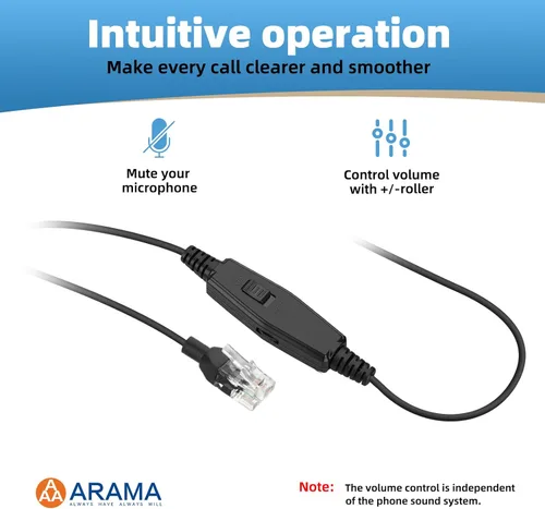 Miniatura 3 de Arama Auriculares de teléfono para teléfonos Yealink RJ600Y1 RJ9 Auriculares con cable para oficina con micrófono cancelación de ruido compatibles