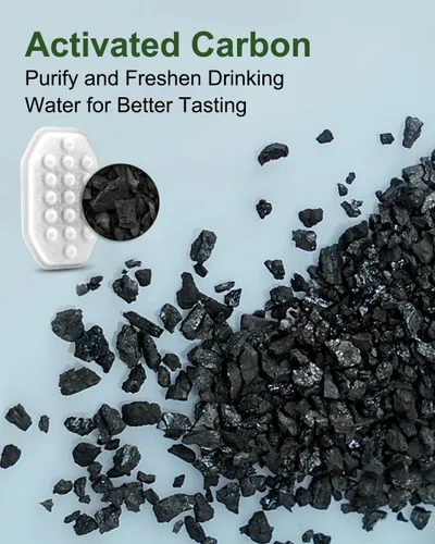 Miniatura 2 de Paquete de 8 filtros de fuente de agua para gatos con 8 esponjas de prefiltro para fuente de agua de 3.2L/108 onzas, repuesto de filtro de fuente