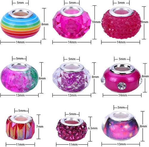 Miniatura 4 de Espaciador de agujeros grandes europeos con cuentas de hadas con diamantes de imitación para manualidades, pulseras y bisutería