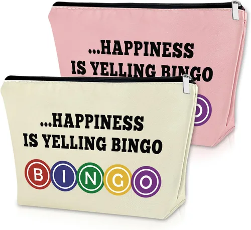 Miniatura 16 de Sazuwu Bolsa de maquillaje de regalo para amantes del bingo, Negro & Rosado