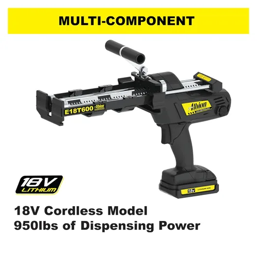 Miniatura 2 de Albion Engineering E18T600 Serie 600 Pistola adhesiva epoxi de cartucho multicomponente, 18 V, relación 1:1 (300 x 10.1 fl oz) y relación 2:1