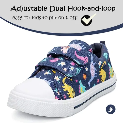 Miniatura 2 de K KomForme - Tenis de lona para niños y niñas de dibujos animados con doble velcro