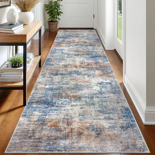 Miniatura 280 de IOHOUZE Alfombra pequeña abstracta de 2 x 3 pies, alfombra de entrada lavable para entrada interior, alfombras con respaldo de goma, alfombra gris