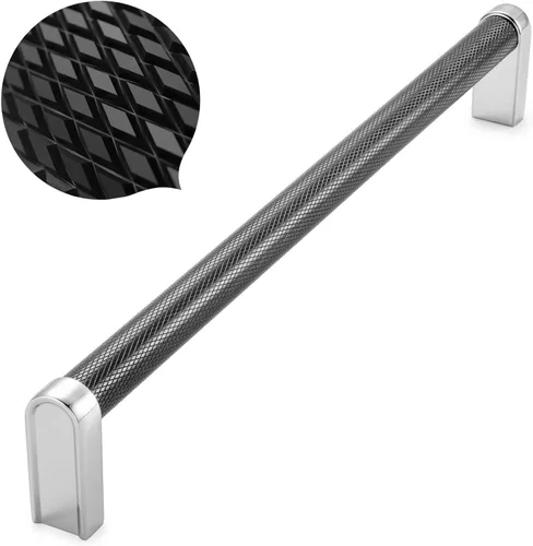 Miniatura 31 de Koofizo - Paquete de 10 tiradores de gabinete estriados para armario, manija negra para muebles (1.1 pulgadas/28 mm), herrajes sólidos K22