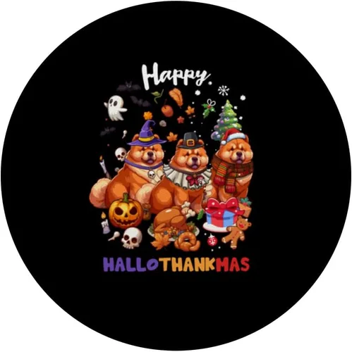 Miniatura 3 de Chow Chow Dog Christmas Happy Hallothankmas PopSockets Standard PopGrip
