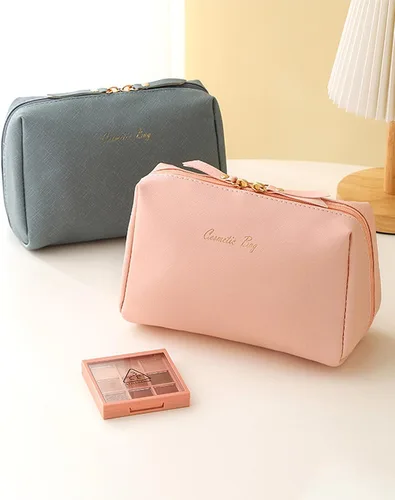 Miniatura 6 de Bolsas de cosméticos para mujer, bolsa organizadora de maquillaje, bolsa portátil para artículos de tocador para niñas, Azul neblina + rosa