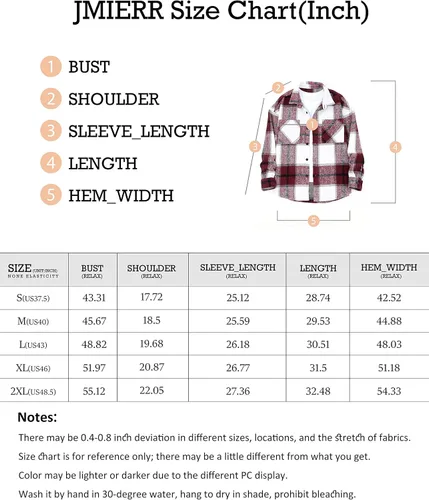 Miniatura 6 de JMIERR Camisas de franela para hombre, estilo casual, con botones, manga larga, a cuadros, chaquetas ligeras con bolsillos
