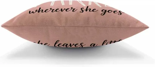 Miniatura 5 de AOYEGO Funda de almohada con monograma de destellos rosa Ella deja un poco de brillo dondequiera que vaya Fondo rosa con palabras brillantes Funda