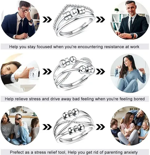 Miniatura 5 de Imortaluck Anillo de ansiedad para mujeres y hombres anillos giratorios para la ansiedad para parejas anillos giratorios para aliviar el estrés