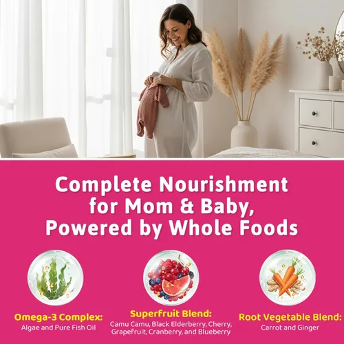 Miniatura 6 de Vitaminas prenatales para mujeres, gomitas de vitaminas prenatales 37 en 1 con DHA, colina, hierro, metilfolato, vitamina D3 C B12 B6, apoyo
