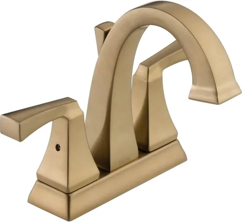 Delta Grifo de baño Dryden Gold, grifo de baño central, tecnología de sello de diamante, ensamblaje de drenaje de metal, bronce champán