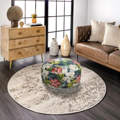 Miniatura 2 de Magpie Fabrics Taburete inflable para interiores y exteriores, reposapiés redondo, repelente al agua, 20 x 9 pulgadas de alto, portátil para patio