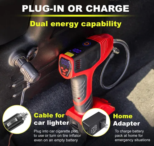 Miniatura 3 de Bullseye Pro Max Deluxe Inflador de Neumáticos Portátil Compresor de Aire, Bomba de Aire Portátil para Neumáticos de Carro, Inflador de Neumáticos