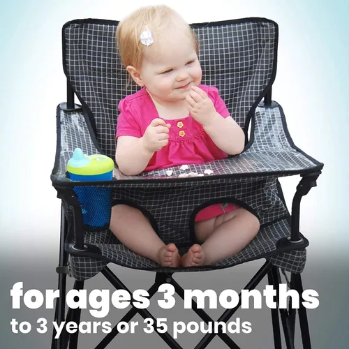 Miniatura 4 de ciao! baby Silla alta portátil para bebés y niños pequeños, asiento plegable de viaje al aire libre con bandeja y bolsa de transporte para camping