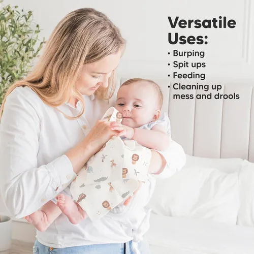 Miniatura 7 de Paños orgánicos para bebés niño y niña - Juego de 6 toallas grandes de algodón para eructar, paños para baba, súper absorbentes, ultra suaves