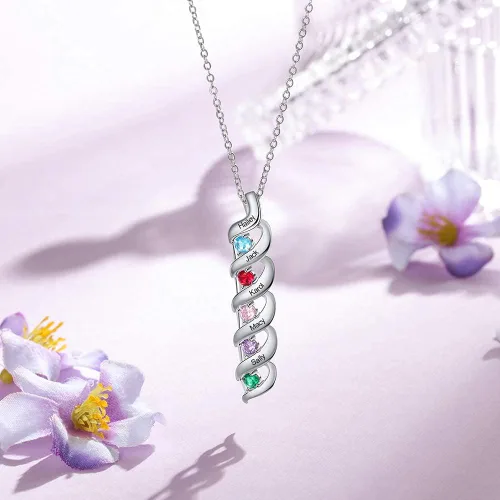 Miniatura 28 de Gemszoo Personalized Twisted Name Necklace with Simulated Birthstones Mother Daughter Pendant Gifts for Women Mom Grandma