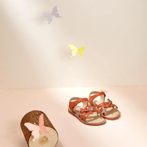 Miniatura 8 de Felix & Flora Sandalias para niña pequeña - Zapatos de vestir para niña de flores, puntera abierta, zapatos planos de verano para niños pequeños