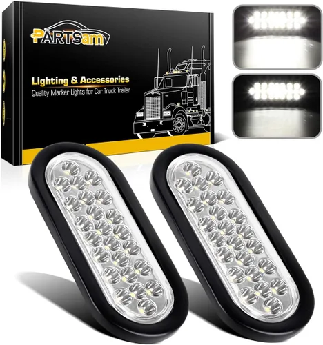 Miniatura 10 de Partsam 2 luces LED ovaladas de 6 pulgadas, color ámbar, 24 LED, luces LED ovaladas de 6 pulgadas, intermitentes y luces de estacionamiento, montaje