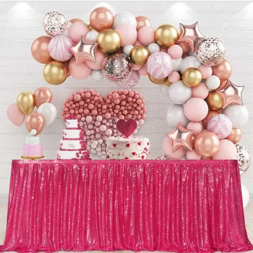 Miniatura 18 de PartyDelight Falda de mesa de lentejuelas doradas de 4 pies para mesa redonda/rectangular/cuadrada para fiesta de cumpleaños, boda, Navidad