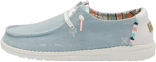 Hey Dude Wendy - Calzado para mujer, zapatos con cordones, mocasines ligeros y cómodos, multicolor y tallas, Denim Boho Ligero, 9