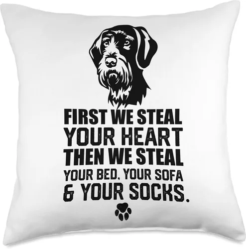 Miniatura 5 de funny German Wirehaired Pointer Almohada alemana con diseño de corazón de puntero de pelo sintético, 16 x 16 pulgadas, multicolor