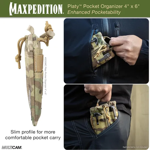 Miniatura 6 de MAXPEDITION Organizador de Bolsillo Platy, Bolsa de Herramientas EDC Duradera para Hombres, Cartera de Cuello con Cordón Paracord, Sostiene