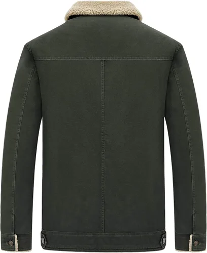Miniatura 2 de How'on - Chaqueta estilo militar de algodón con forro para hombre, diseño con cuello y botones, prenda casual para invierno