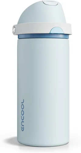 Miniatura 66 de ENCOOL Botella de agua aislada con popote, botella de agua de acero inoxidable con tapa de botón, a prueba de fugas y sin BPA, mantiene el frío Atún