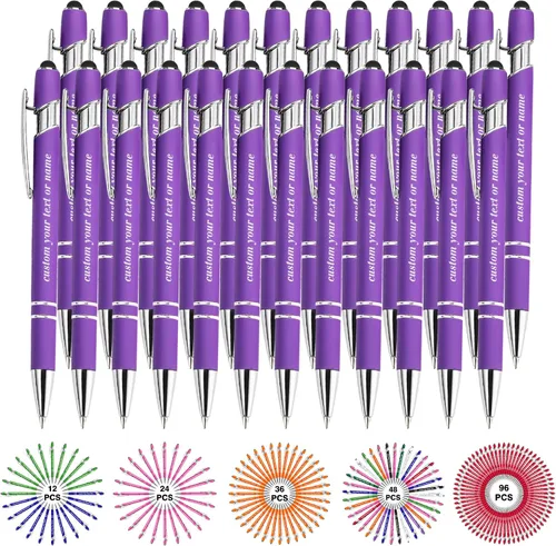 Miniatura 61 de Bolígrafos personalizados con nombre a granel, juego de bolígrafos personalizados, lápiz capacitivo grabado, logotipo, texto, regalo para negocios