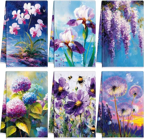 Miniatura 15 de Geyoga 6 Piezas Toallas de Cocina de Girasol Toallas de Platos Absorbentes Paños de Té Decorativos para Cocina de Verano Baño Decoración del Hogar