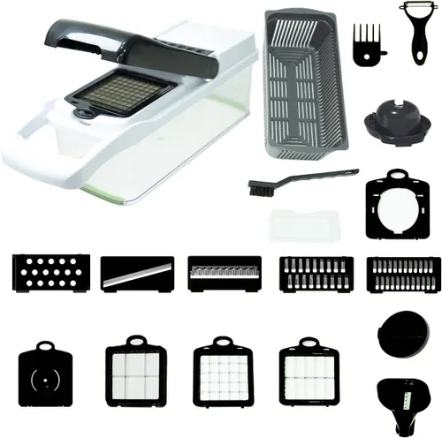 Miniatura 8 de Picador de verduras – Cuchillas de acero inoxidable resistentes al óxido para cortar, cortar en cubitos y picar sin esfuerzo – Base antideslizante