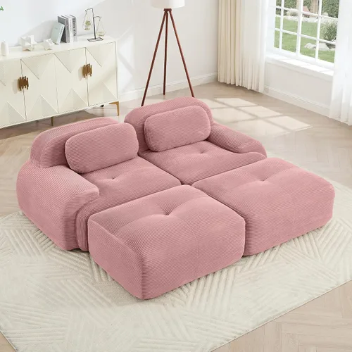 Miniatura 26 de Sofá modular sin hueso de 117 pulgadas, sofá modular en forma de L para sala de estar, sofá comprimido con asiento profundo, sofá nube de pana