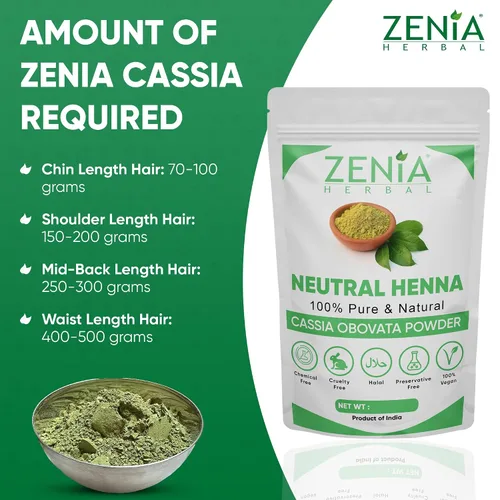 Miniatura 7 de Zenia 100% Pure Neutral Henna Powder (Cassia Obovata) 100g Colorless Henna for Hair Natural Hair Conditioner for Silky, Soft & Shiny Hair