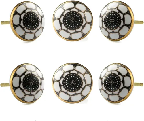 Miniatura 10 de Perilla Home Juego de 6 pomos de cerámica para armarios y cajones, pomos redondos decorativos para el hogar, cocina, gabinete, armario, puerta