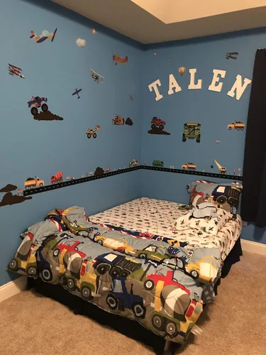 Miniatura 4 de Calcomanías de pared para camiones de construcción, calcomanías de pared para niños, vehículos de tractor, construcción de calle, vinilo para Ejes