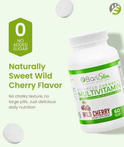 Miniatura 4 de BariSlim Tabletas multivitamínicas bariátricas masticables avanzadas, vitamina bariátrica y suplemento para cirugía posbariátrica, incluyendo bypass