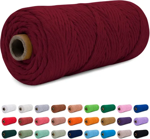 Miniatura 19 de CAMAL Cordón de macramé de 0.157 in x 109 yardas (328.1 ft), cuerda de algodón de color para tejer, manualidades, colgar en la pared, proyectos