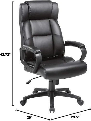 Miniatura 3 de Lorell Silla ejecutiva de cuero negro con respaldo alto Soho