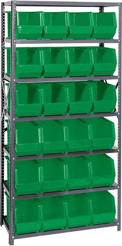 Miniatura 76 de Quantum QSBU-245BK Heavy Duty Shelving Unit with (7) Shelves and (24) QUS245 Black Bins for Garage Warehouse Storage Distribution 400 lb Load