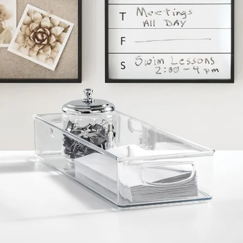 Miniatura 6 de iDesign Contenedor de almacenamiento transparente extra largo delgado Organizador estrecho, apilable, de cocina o despensa