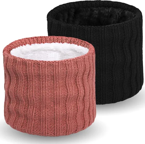 Miniatura 29 de Wandx Polaina de forro polar para niños y niñas, para invierno, para clima frío, cubierta facial de punto de rayas anchas para niños y niñas